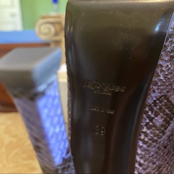 YSL Saint Laurent Tribtoo snakeskin Slingback Boa Exotico FCTUTU Pumps Purple 39 - Picture 11 of 16